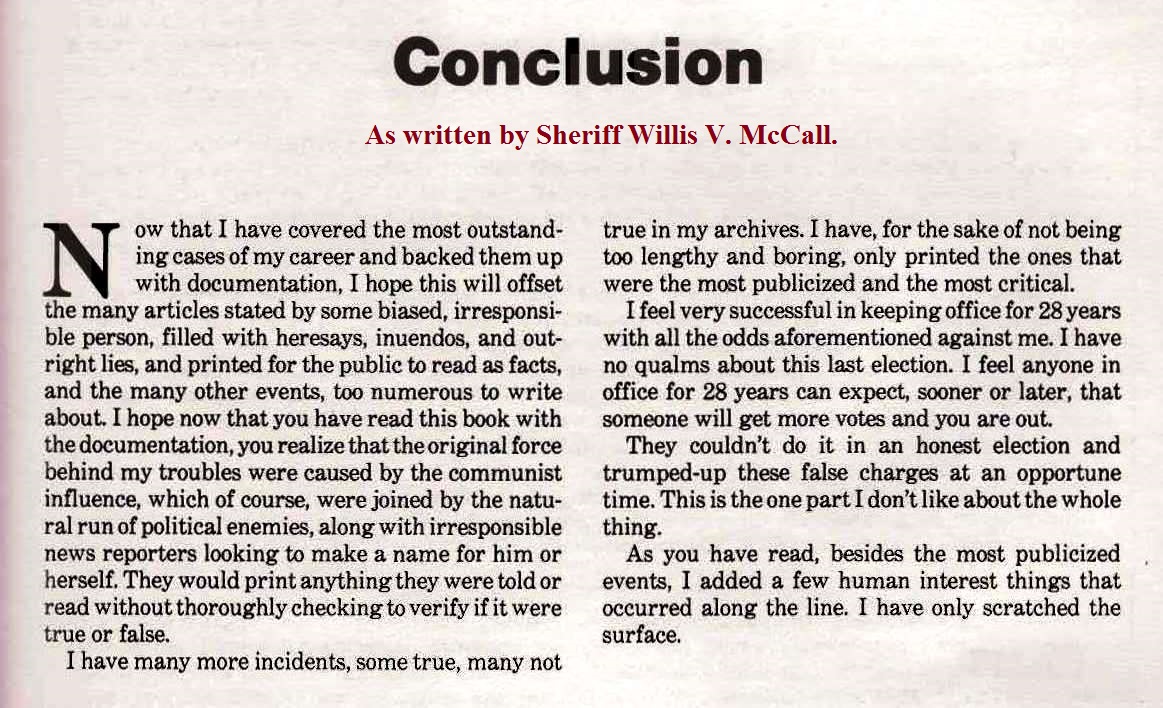 SHERIFF WILLIS V. MCCALL SHERIFF OF LAKE COUNTY was a TRUE HERO